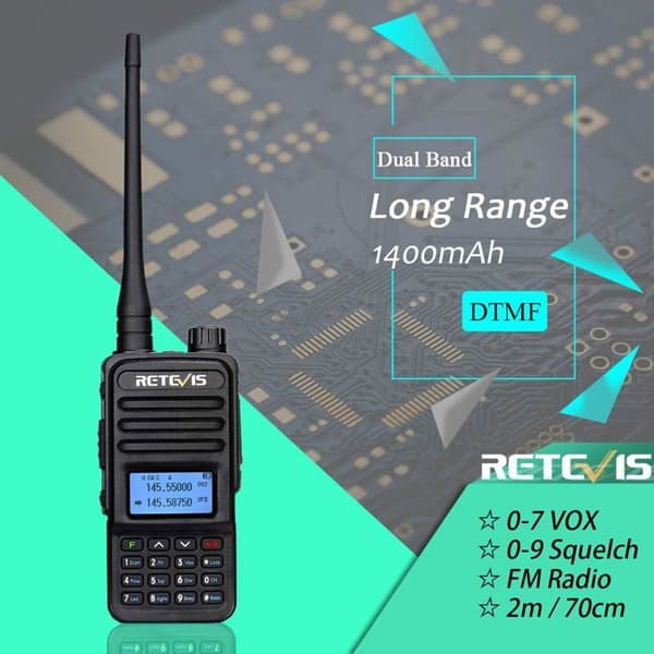 Retevis RT85 Bärbar Talkie Walkie Lång Räckvidd, Professionell Amatörradio 200 Kanaler, 2m/70cm, FM Radio, VOX, DTMF, för Äventyr