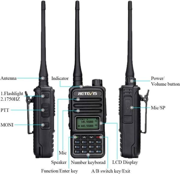 Retevis RT85 Bärbar Talkie Walkie Lång Räckvidd, Professionell Amatörradio 200 Kanaler, 2m/70cm, FM Radio, VOX, DTMF, för Äventyr