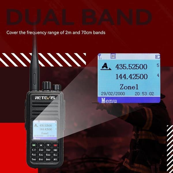 Retevis RT3S DMR Radio Dual Band Digital Walkie Talkie 3000 kanaler Skinka Radio DCDM TDMA VOX TOT Kompatibel med Mototrbo TierⅠ&amp;Ⅱ