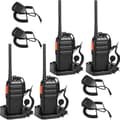 Miniatyrbild 1 av 4: Retevis RT24 Walkie Talkies 16 kanaler CTCSS/DCS Squelch VOX Walkie Talkies Vattentät europeisk laddare högtalare (svart, 2 par)