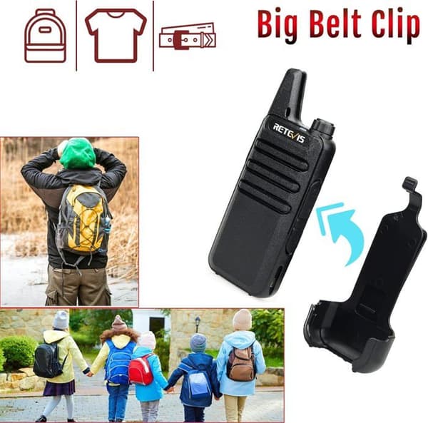 Retevis RT622 Mini PMR446 Talkie Walkie Lång Räckvidd, VOX, 16 CH, CTCSS/DCS, Uppladdningsbar Liten, med Hörlurar för Restaurang, Skola