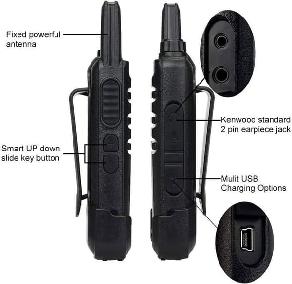 Retevis RT622 Mini PMR446 Talkie Walkie Lång Räckvidd, VOX, 16 CH, CTCSS/DCS, Uppladdningsbar Liten, med Hörlurar för Restaurang, Skola