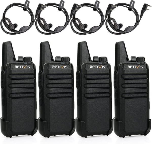 Retevis RT622 Mini PMR446 Talkie Walkie Lång Räckvidd, VOX, 16 CH, CTCSS/DCS, Uppladdningsbar Liten, med Hörlurar för Restaurang, Skola