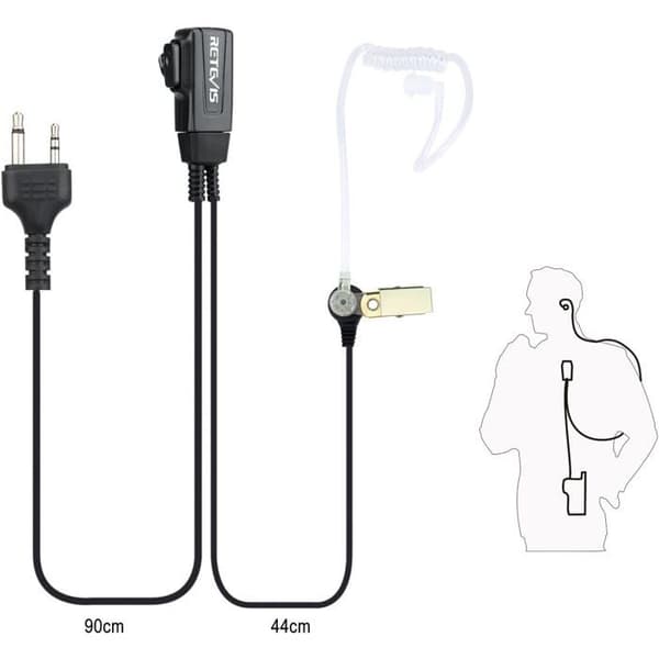 Retevis Talkie Walkie Hörsnäcka 2 Pins Rör Akustisk Hörlur För Midland G6 G7 G12 M24 GXT250 GXT550 GXT650 LXT80 LXT112 Alan39