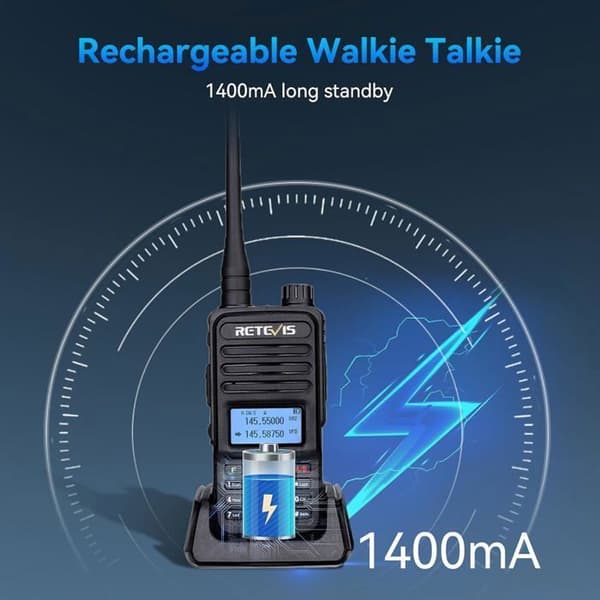 Retevis RT85 Professionell Talkie Walkie Lång Räckvidd, 200 Kanaler Dual-Band, DTMF Tvåvägsradio, 1400mAh för Jakt, Camping