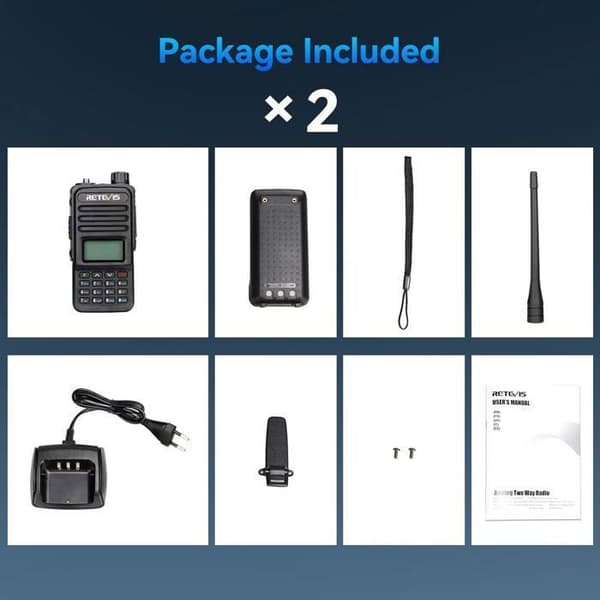 Retevis RT85 Professionell Talkie Walkie Lång Räckvidd, 200 Kanaler Dual-Band, DTMF Tvåvägsradio, 1400mAh för Jakt, Camping