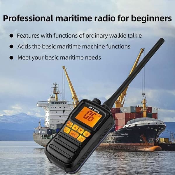 Retevis RM01 Marinradio, IP67 Vattentålig VHF Walkie Talkie, Vibration, Flytande 88 Kanaler, Bärbar, för Kajak Fiskebåt