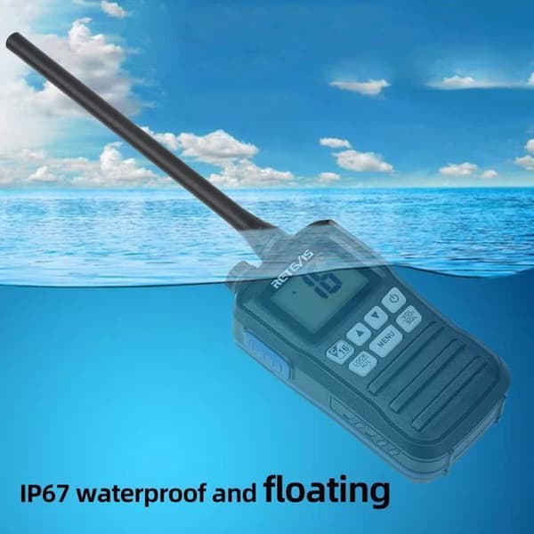 Retevis RM01 Marinradio, IP67 Vattentålig VHF Walkie Talkie, Vibration, Flytande 88 Kanaler, Bärbar, för Kajak Fiskebåt