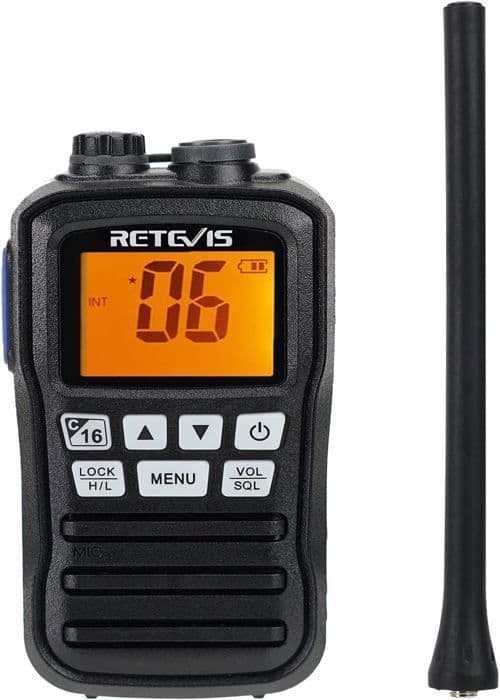 Retevis RM01 Marinradio, IP67 Vattentålig VHF Walkie Talkie, Vibration, Flytande 88 Kanaler, Bärbar, för Kajak Fiskebåt