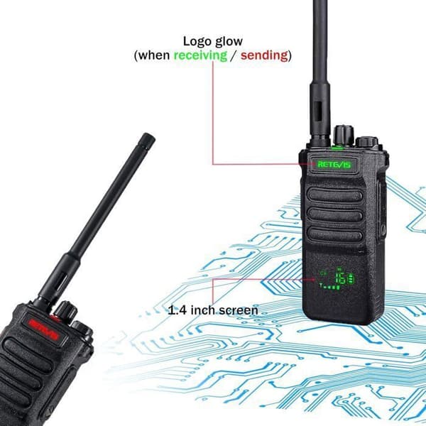 Retevis RT86 Talkie Walkie Professionell, Talkie Walkie Lång Räckvidd med Mikrofon Högtalare, 2600mAh USB-laddning, för Logistik