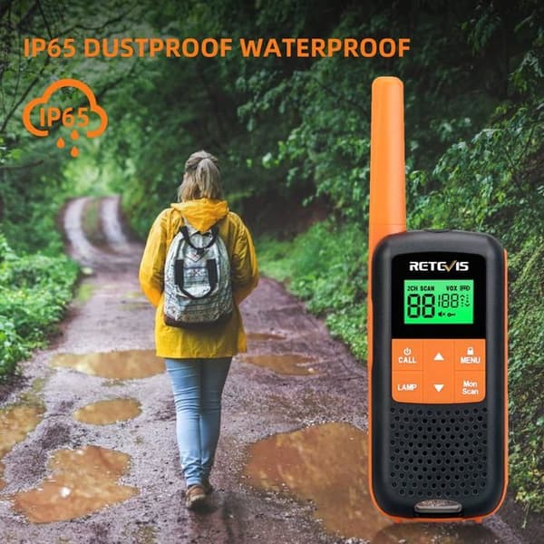 Retevis RT649 Talkie Walkie Lång Räckvidd, Uppladdningsbar PMR446 IP65 Vattentålig, talky walky med USB Bords Laddare för Camping Skidåkning