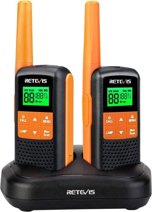 Retevis RT649 Talkie Walkie Lång Räckvidd, Uppladdningsbar PMR446 IP65 Vattentålig, talky walky med USB Bords Laddare för Camping Skidåkning