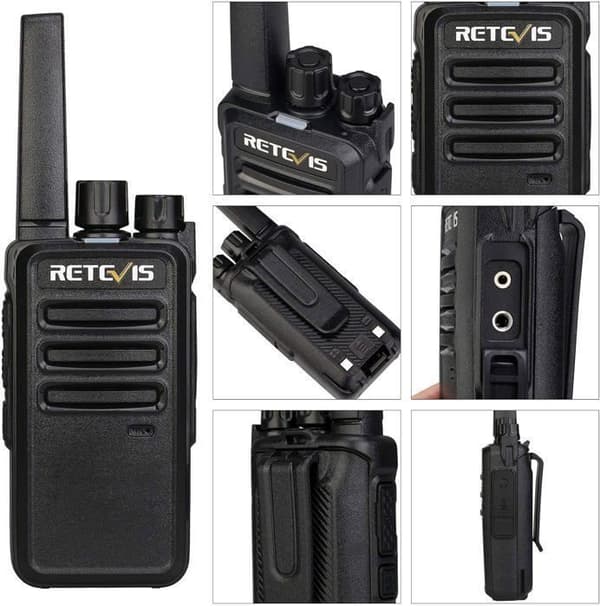 Retevis RT668 Talkie Walkie med Hörlurar, PMR446 utan Licens, VOX Squelch, 16 Kanaler CTCSS/DCS TOT Scan, för Skola Hotell(10Pcs)