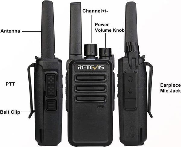 Retevis RT668 Talkie Walkie med Hörlurar, PMR446 utan Licens, VOX Squelch, 16 Kanaler CTCSS/DCS TOT Scan, för Skola Hotell(10Pcs)