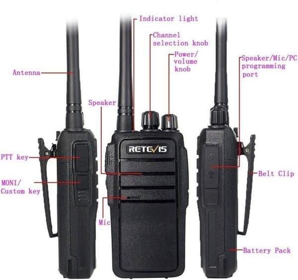 Retevis RT21 Talkie Walkie Lång Räckvidd, Professionell, VOX, 16 Kanaler, Uppladdningsbar Tvåvägsradio för Räddning (6 stycken)