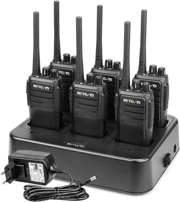 Retevis RT21 Talkie Walkie Lång Räckvidd, Professionell, VOX, 16 Kanaler, Uppladdningsbar Tvåvägsradio för Räddning (6 stycken)