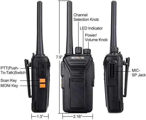 Retevis RT27 Professionell Walkie Talkie, Longdistanstalkande PMR446 utan licens, 16 kanaler VOX, Med öronsnäckor (10 st)