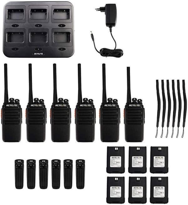 Retevis RT24 Walkie Talkie, Uppladdningsbar, PMR446 utan licens 16 Kanaler CTCSS/DCS, Professionell för Säkerhet, Byggarbetsplatser, Skolan