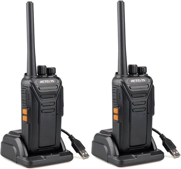 Retevis RT27 Talkie Walkie Uppladdningsbar, Radio PMR446 utan licens, 16 Kanaler CTCSS/DCS VOX, med USB-laddare, för Camping, Vandringar