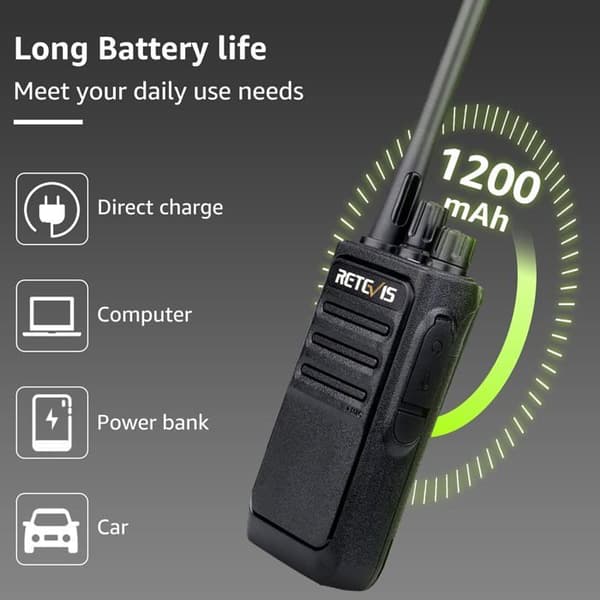 Retevis RT617 Talkie Walkie Lång Räckvidd, PMR446 Uppladdningsbar, VOX, Professionell med Hörsnäcka för Säkerhet, Logistik (10St)