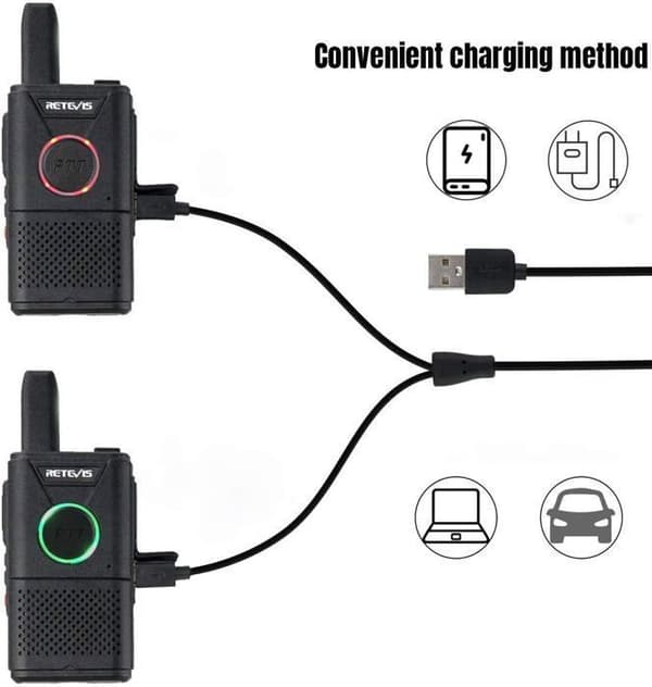 Retevis RT618 Mini Talkie Walkie Uppladdningsbar, Professionella PMR446 utan Licens Lång Räckvidd Talky, Dubbel PTT Radio för Camping
