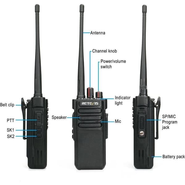 Retevis RT29 Walkie Talkie med lång räckvidd, långdistansradio, bärbar radio med 3200 mAh, professionell tvåvägsradio