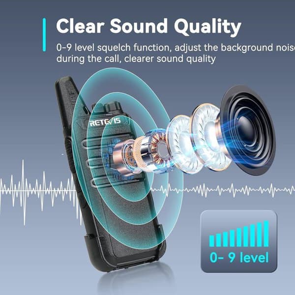 Retevis RT622 Talkie Walkie Mini Professionell, PMR446, VOX Squelch, Laddningsbar Lång Räckvidd för Skolan, Restauranger (10 Pack)