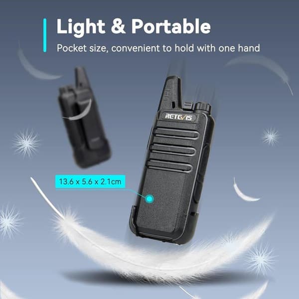 Retevis RT622 Talkie Walkie Mini Professionell, PMR446, VOX Squelch, Laddningsbar Lång Räckvidd för Skolan, Restauranger (10 Pack)