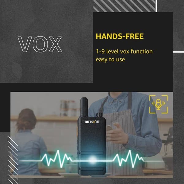 Retevis RT622P Talkie Walkie Mini, 15mm Ultra-Tunn, 1620mAh Uppladdningsbart Batteri USB-C, VOX, Professionell med Hörlurar (4 st)