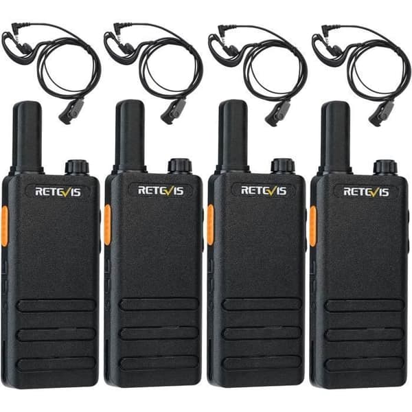 Retevis RT622P Talkie Walkie Mini, 15mm Ultra-Tunn, 1620mAh Uppladdningsbart Batteri USB-C, VOX, Professionell med Hörlurar (4 st)