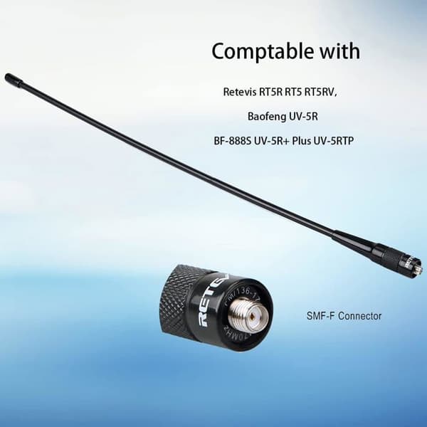 Retevis RHD771 Antenn SMA-F Dubbelband 144/430MHz VHF/UHF Talkie Walkie Antenn, För Baofeng UV5R BF888S, RT5R RA79, Qansheng UVK5