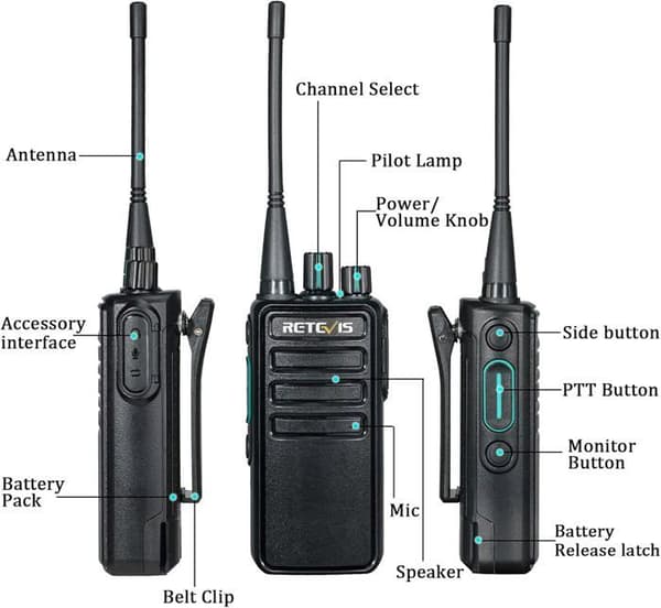 Retevis RB629 Talkie Walkie, PMR446 Professionell Talkie-Walkie Robust med Trådlös Kloningsfunktion, Nödlarm, VOX