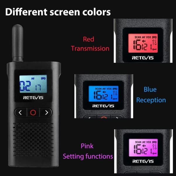 Retevis RB628 Mini Talkie Walkie PMR446 Uppladdningsbar 1500mAh, VOX, LCD Visning, Lätt, Professionella Talkies Walkies för Camping