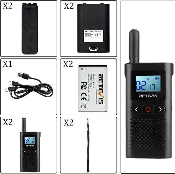 Retevis RB628 Mini Talkie Walkie PMR446 Uppladdningsbar 1500mAh, VOX, LCD Visning, Lätt, Professionella Talkies Walkies för Camping