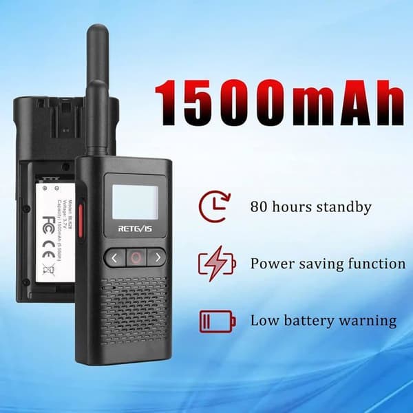 Retevis RB628 Talkie Walkie Uppladdningsbar med Hörlurar, PMR446, 1500mAh, VOX, LCD-skärmar, CTCSS/DCS, för Restaurang, Skola (4 St)