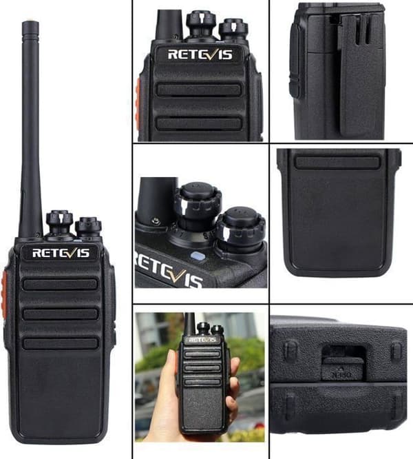 Retevis RT24 Walkie Talkie Uppladdningsbar, Professionell med Hörsnäcka och Laddare, PMR446 utan Licens 16 Kanaler, för Camping (4 st)