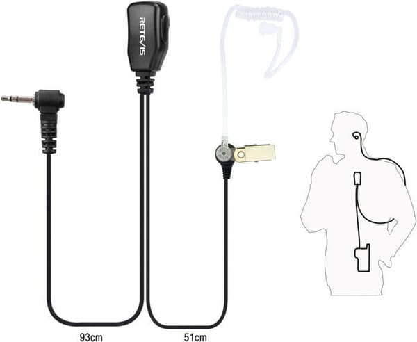 Retevis EAM101 RT45 Talkie Walkie Hörlurar, 1 Pin 2,5mm, Hörlursöron för RT45 Motorola TLKR T92 H2O/T80 T62 T82 Extreme T81