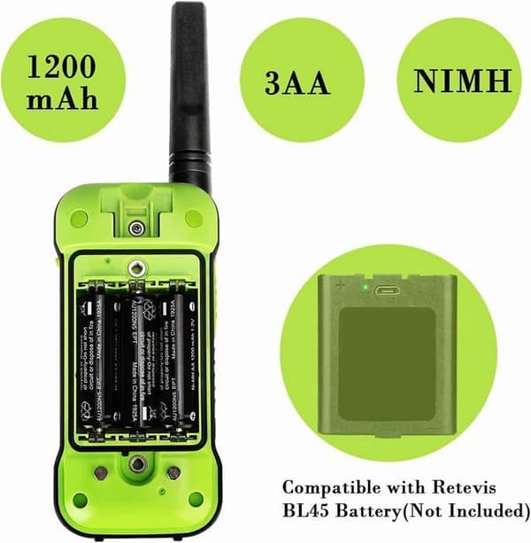 Retevis RT649P Walkie Talkie, Vattentålig IP67, Uppladdningsbar, Öronmikrofon, PMR446, Nödsignal, VOX, Lång Räckvidd, för Vattenpark