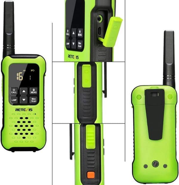 Retevis RT649P Walkie Talkie, Vattentålig IP67, Uppladdningsbar, Öronmikrofon, PMR446, Nödsignal, VOX, Lång Räckvidd, för Vattenpark