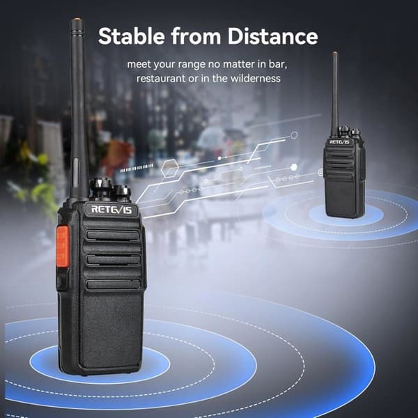 Retevis RT24 Plus Walkie Talkie, lång räckvidd, PMR446, 16 kanaler, laddningsbar tvåvägsradio, professionellt headset (10 st)