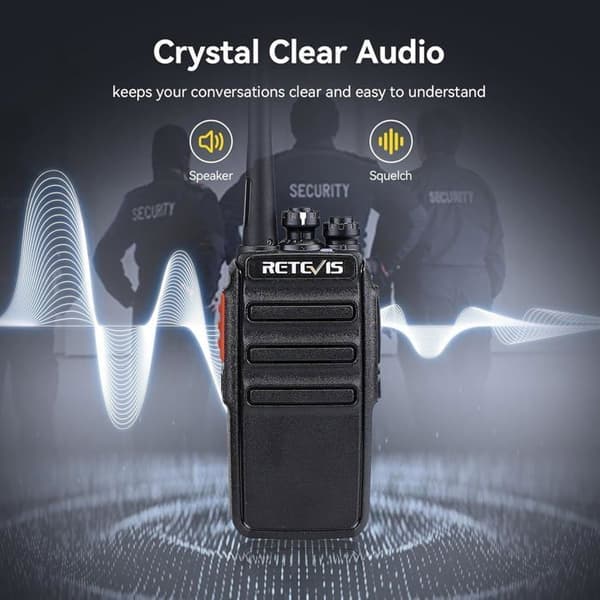 Retevis RT24 Plus Walkie Talkie, lång räckvidd, PMR446, 16 kanaler, laddningsbar tvåvägsradio, professionellt headset (10 st)