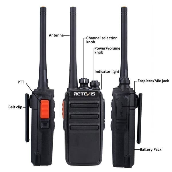 Retevis RT24 TTalkie Walkie Lång Räckvidd, Uppladdningsbar med Öronproppar, PMR446 utan Licens 16 Kanaler CTCSS/DCS VOX, Affär (10 st)