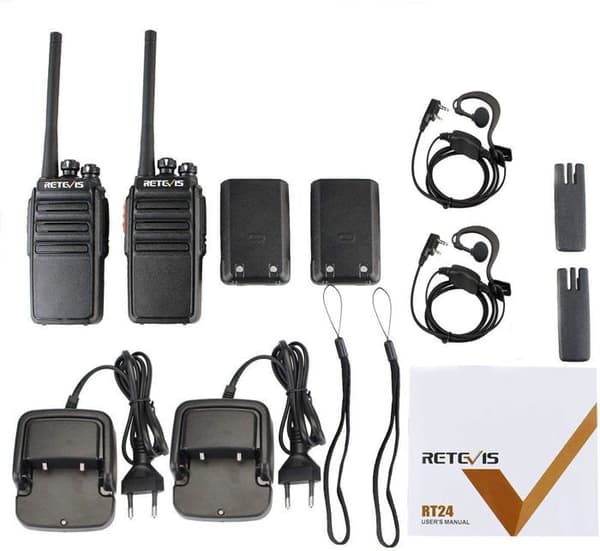 Retevis RT24 TTalkie Walkie Lång Räckvidd, Uppladdningsbar med Öronproppar, PMR446 utan Licens 16 Kanaler CTCSS/DCS VOX, Affär (10 st)