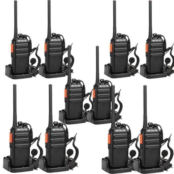 Retevis RT24 TTalkie Walkie Lång Räckvidd, Uppladdningsbar med Öronproppar, PMR446 utan Licens 16 Kanaler CTCSS/DCS VOX, Affär (10 st)