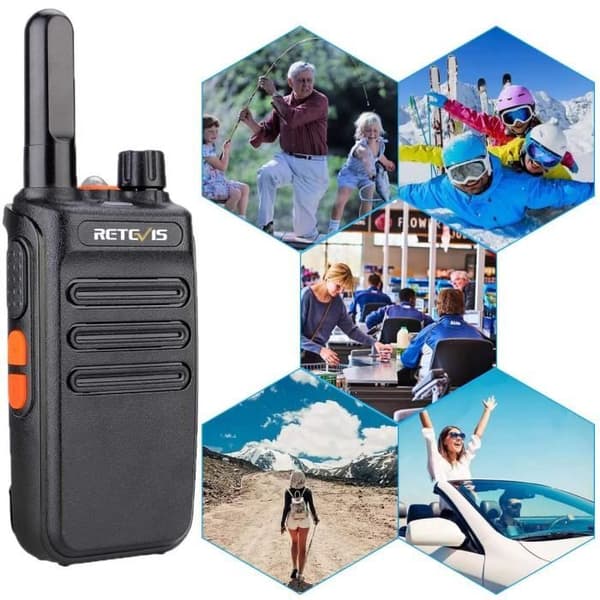 Retevis RB635 Walkie Talkie, USB Walkie Talkie för detaljhandelssäkerhet, överlevnad (svart, 4 st)