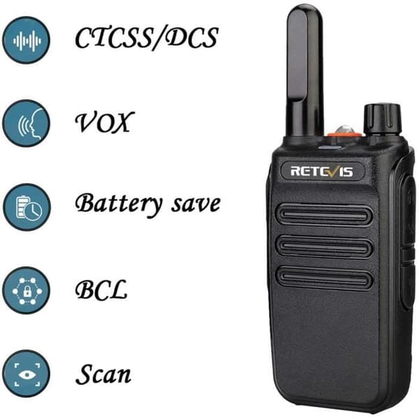 Retevis RB635 Walkie Talkie, USB Walkie Talkie för detaljhandelssäkerhet, överlevnad (svart, 4 st)