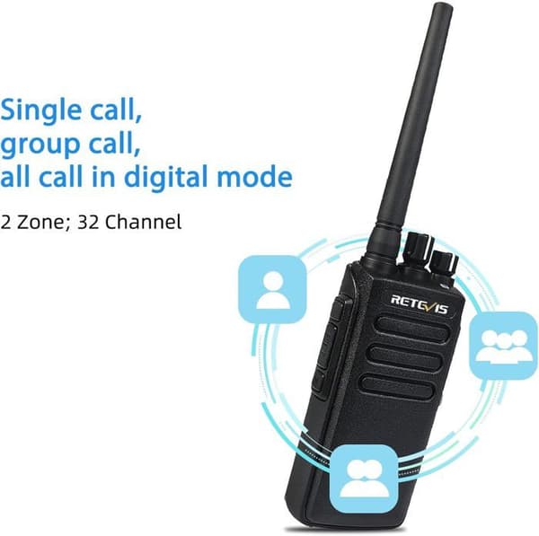 Retevis RT81 Talkie Walkie, IP67 Vattentålig DMR, 32 Kanaler Analog/Digital, 2200mAh Talkie Walkie Lång Distans för Industriellt bruk