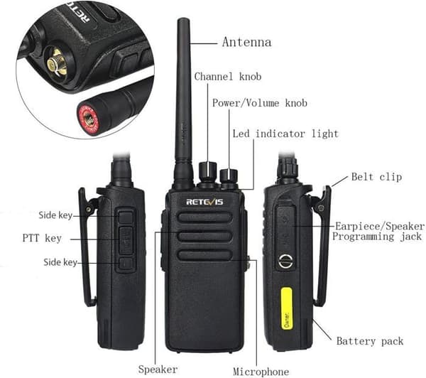 Retevis RT81 Talkie Walkie, IP67 Vattentålig DMR, 32 Kanaler Analog/Digital, 2200mAh Talkie Walkie Lång Distans för Industriellt bruk