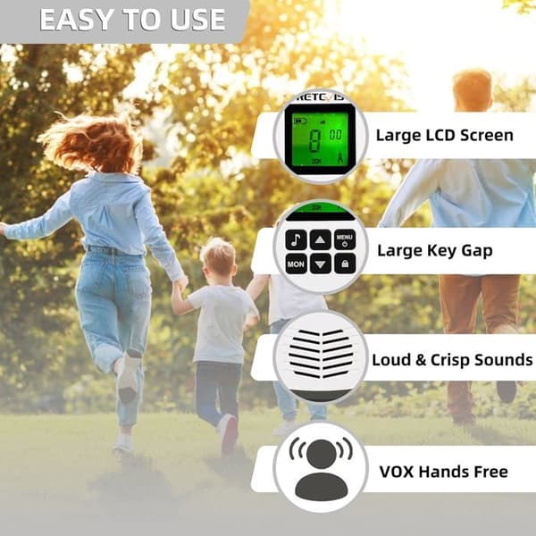 Retevis RT45 Talkie Walkie Lång Räckvidd, utan Licens 16 Kanaler, PMR446, 121 VOX Koder, Uppladdningsbar USB, för Skola Familj (4 St)
