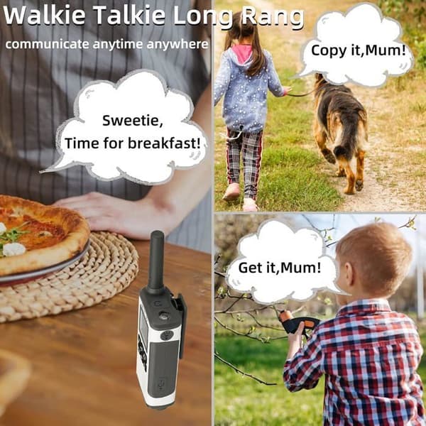 Retevis RT45 Talkie Walkie Lång Räckvidd, utan Licens 16 Kanaler, PMR446, 121 VOX Koder, Uppladdningsbar USB, för Skola Familj (4 St)
